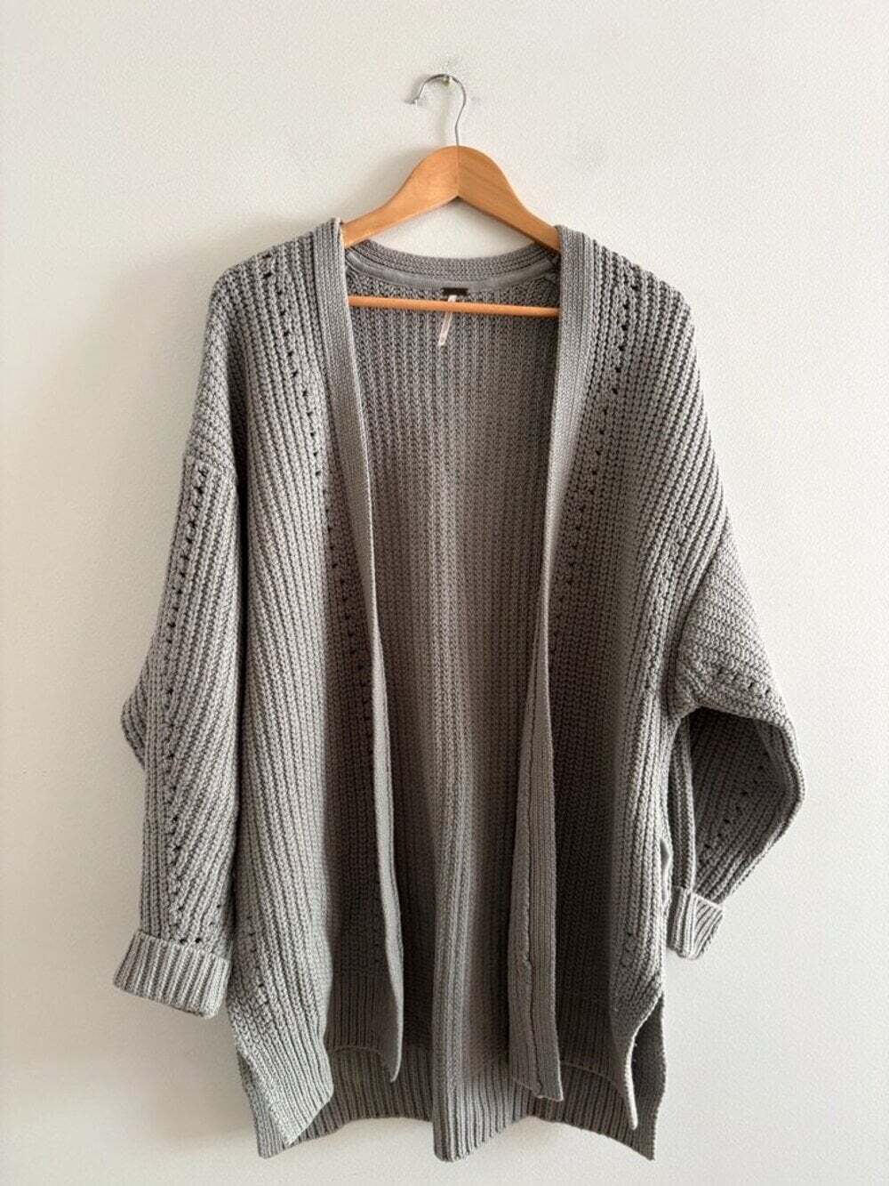 Free People Nightingale Oversized Cardigan Slouchy Silver Gleam Grey Size XS - Picture 5 of 8